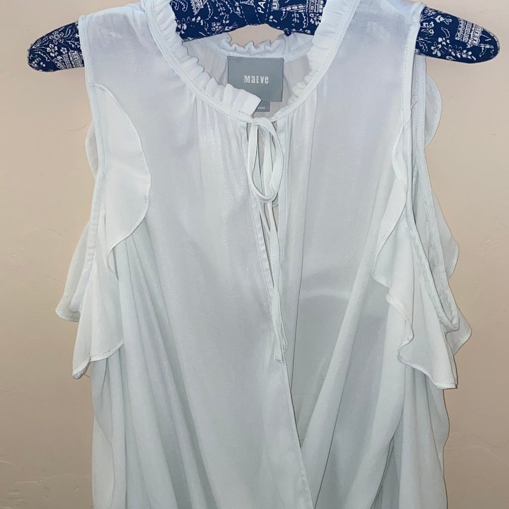 Anthropologie Liesel Ruffled Blouse in Mint Green